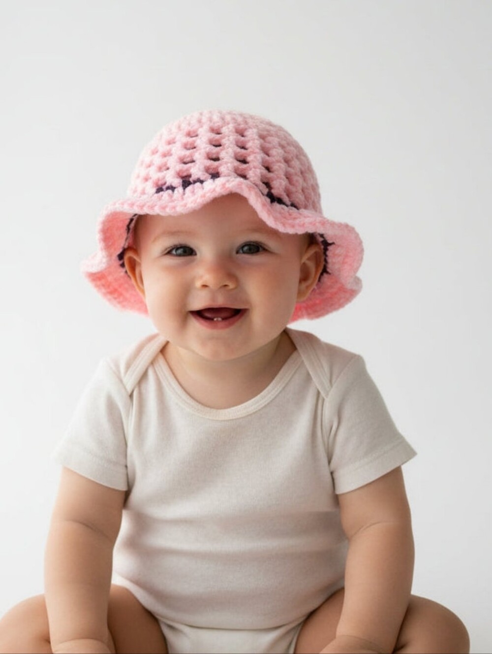 Pink and purple baby sun hat, crochet hat